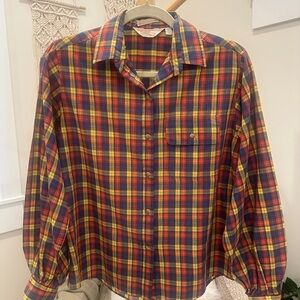 The Fox Collection Plaid Button-Front Shirt Women’s M